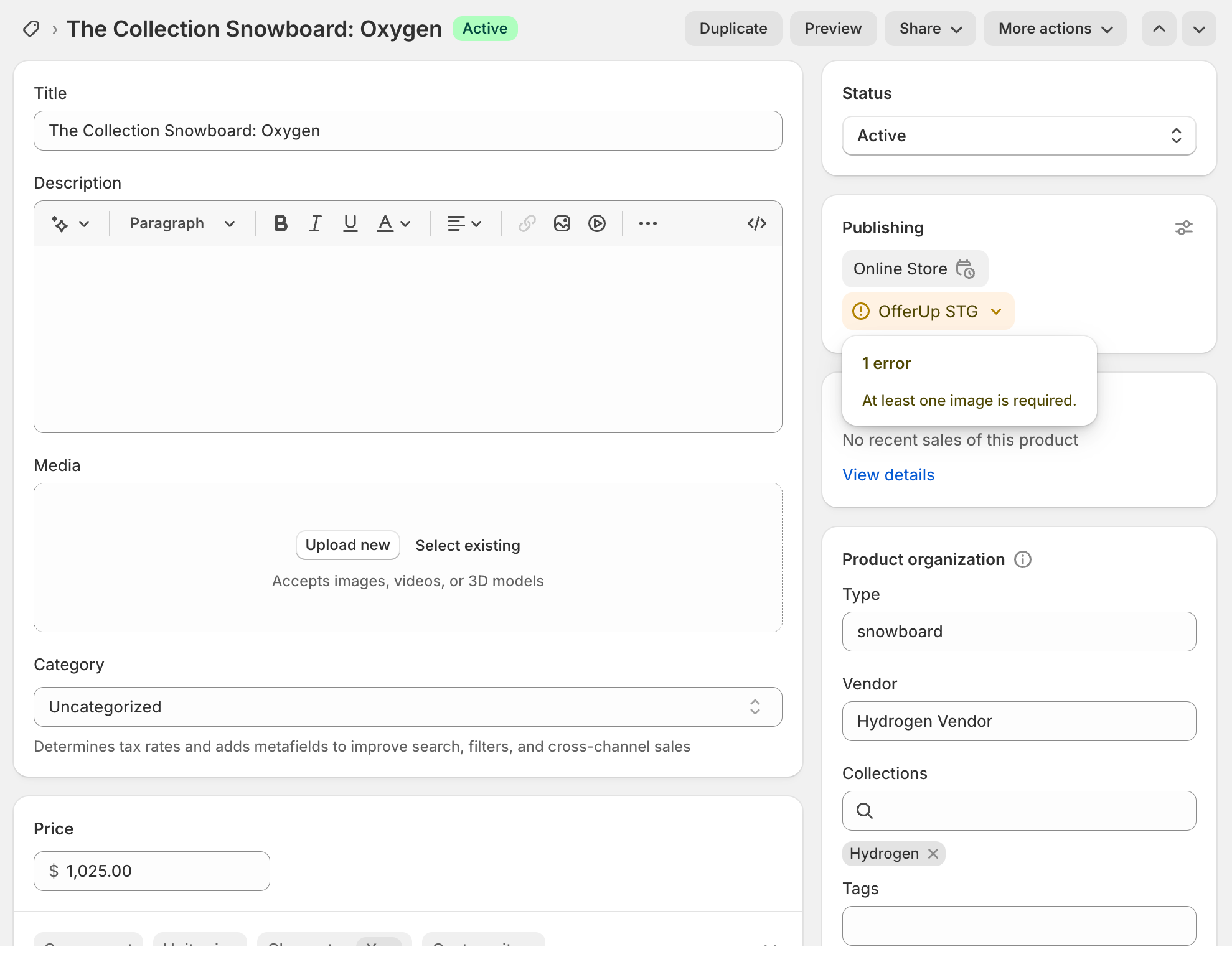 1 error. At least one image is required. 